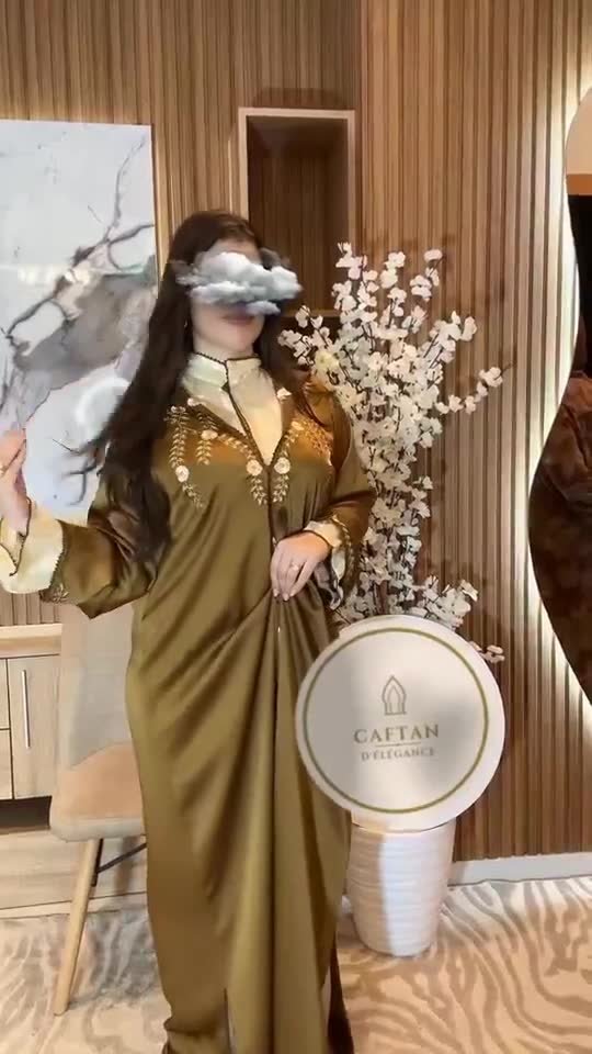 Djellaba Satin bronze brodé