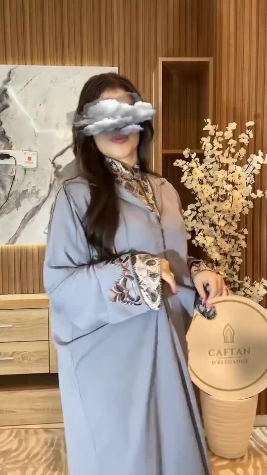 Djellaba Gris perle & imprimé