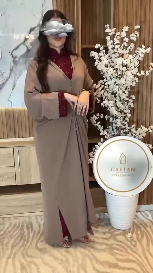 Djellaba Taupe & bordeaux
