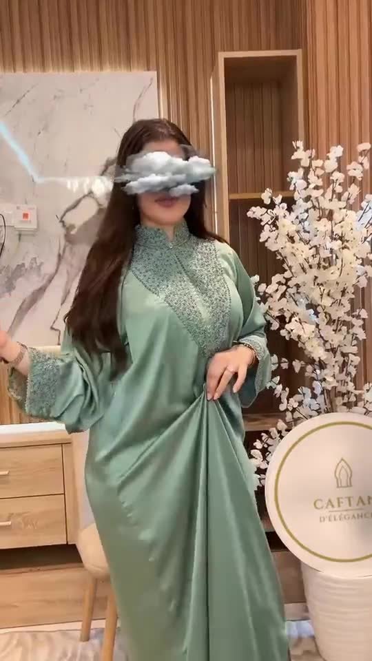 Djellaba Satin vert d'eau